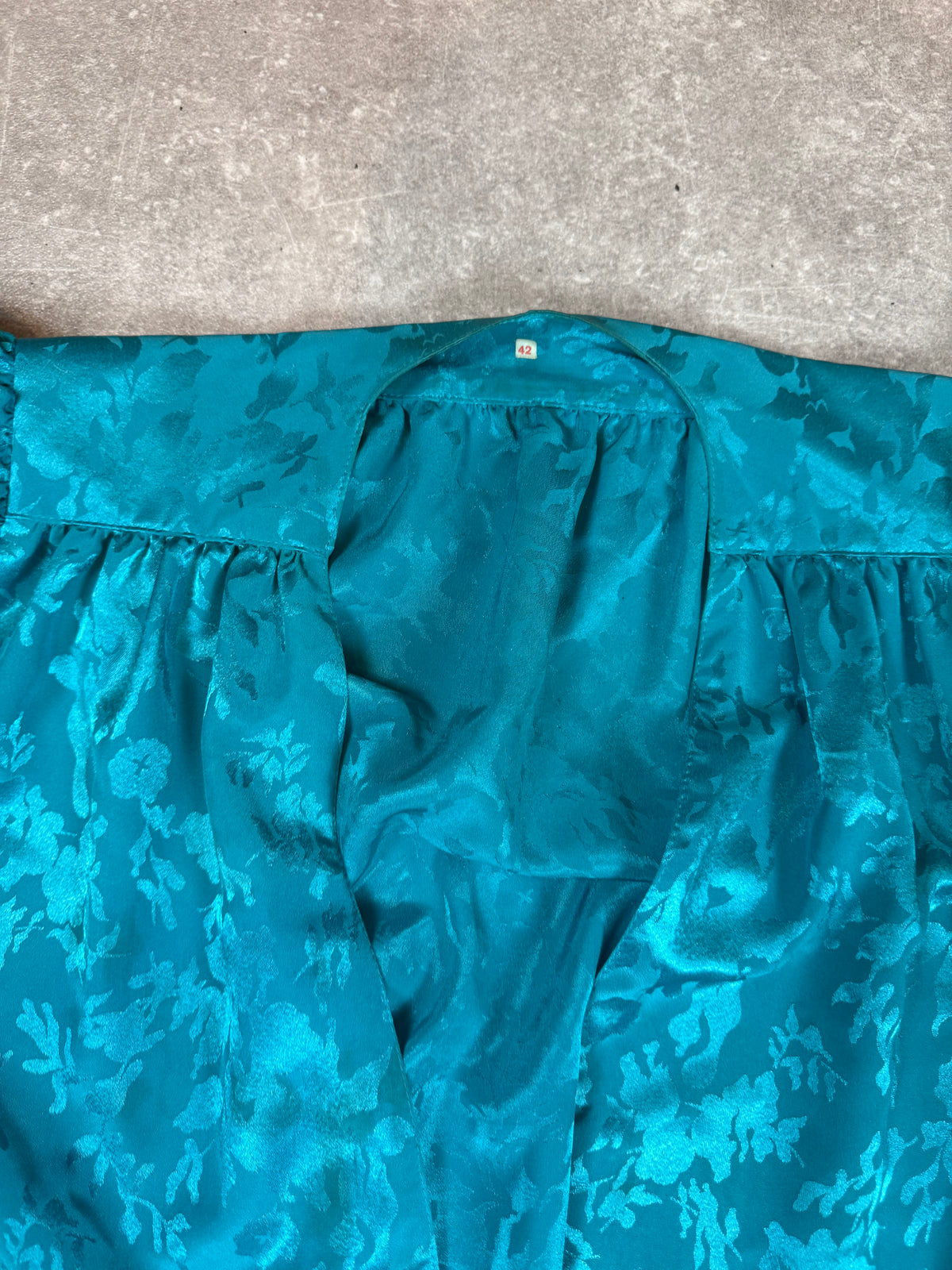 Vintage 80er Damen 3-Teiler Türkis – Plisseerock, Top & Bluse Floral