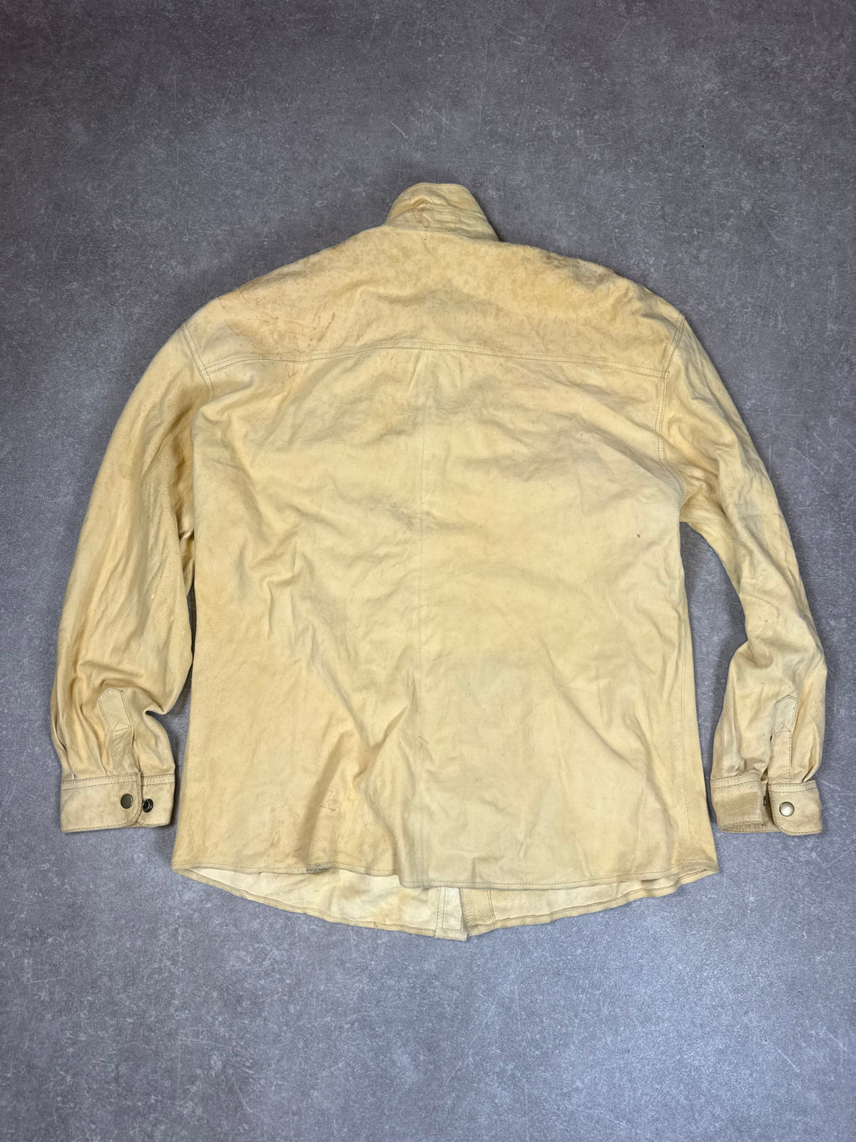 Vintage Wildleder Lederhemd Herren Beige Western Workwear Lederjacke XL