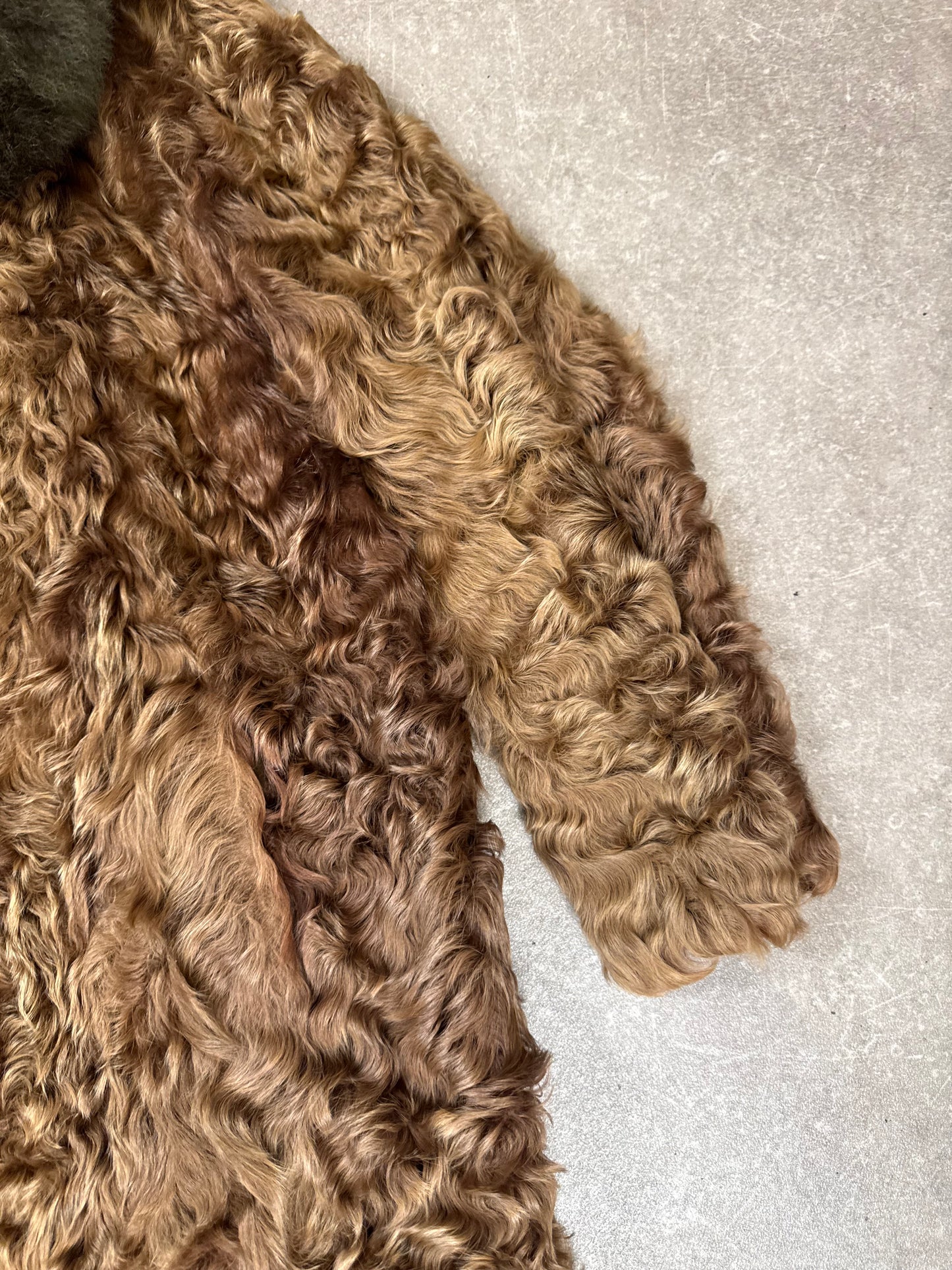 Vintage Persianer Pelzmantel Karakul Astrachan Nerzkragen Echtpelz Damen XL