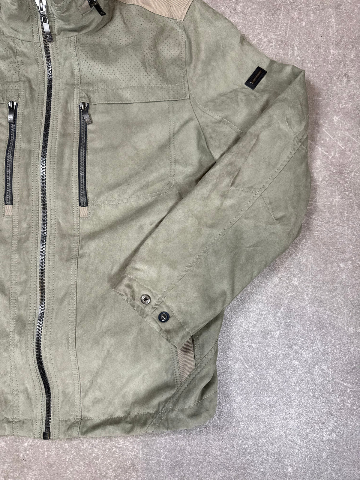 Walbusch Ultraskin Herrenjacke Salbeigrün – Veloursoptik Freizeitjacke