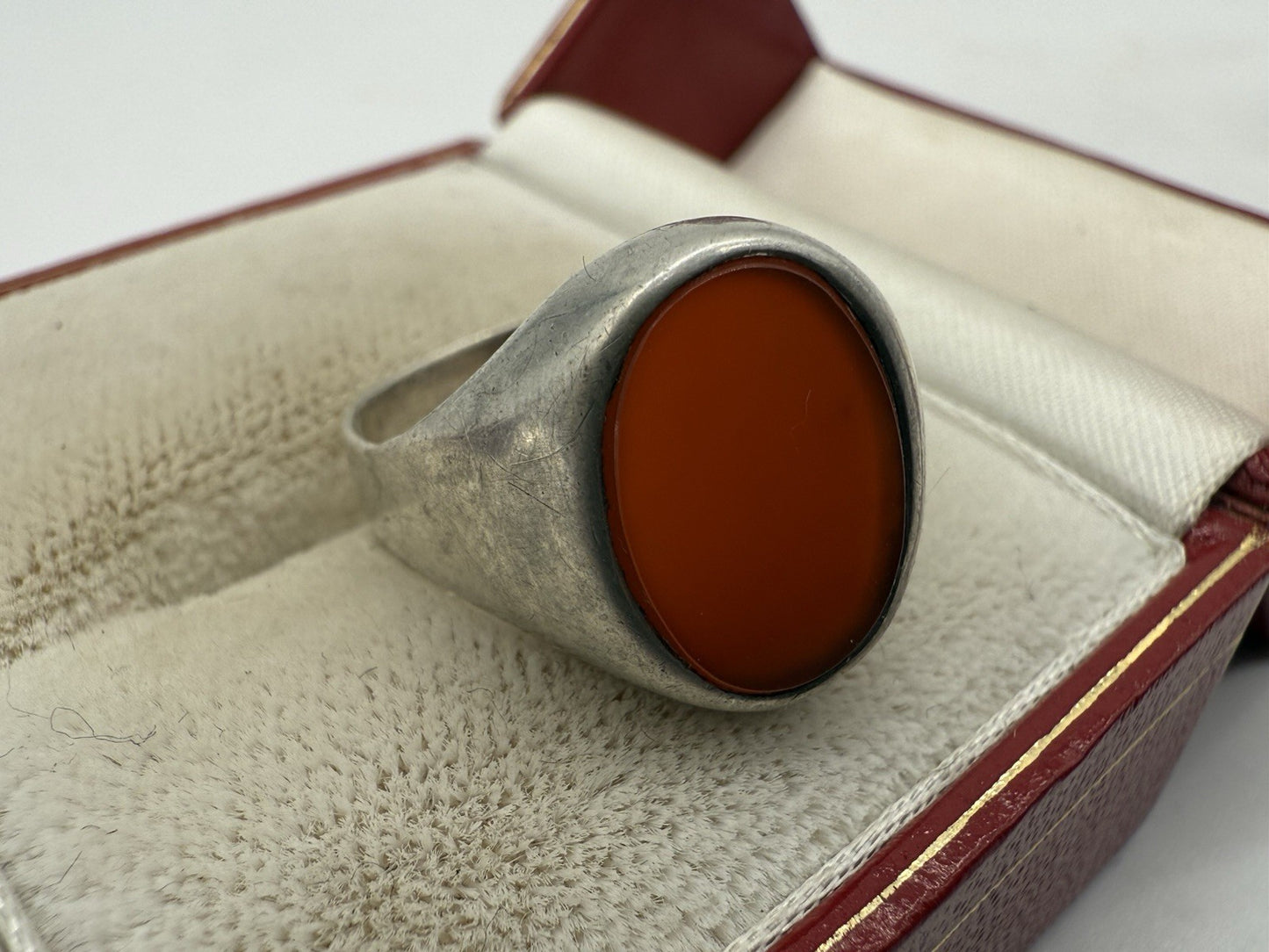VINTAGE KARNEOL 800 SILBER STATEMENT RING GR.57