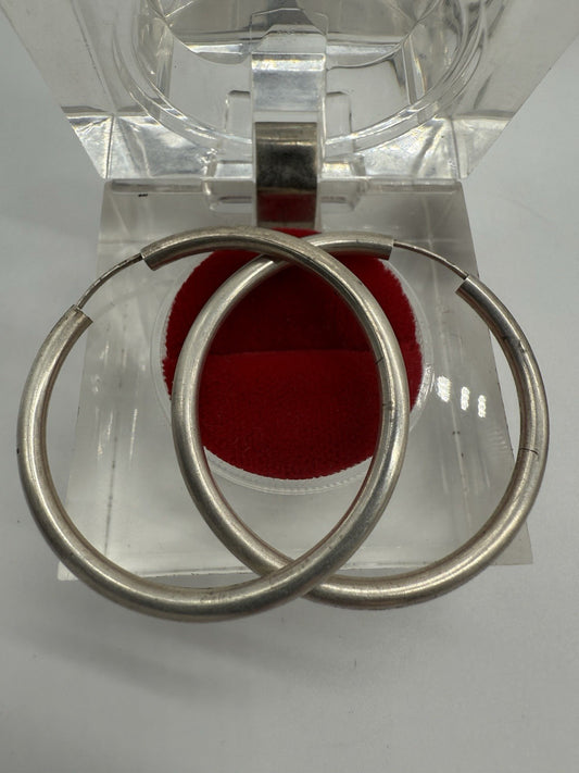 ECHT 925 SILBER CREOLEN DAMEN-SCHMUCK OHRRINGE 2mm