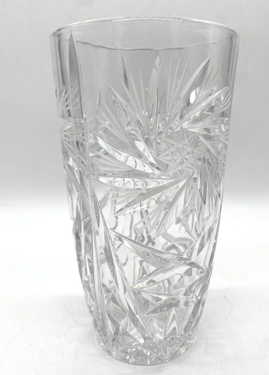 GROßE VINTAGE BLEIKRISTALL VASE, SCHLEUDERSTERN, BOHEMIAN, BÖHMEN