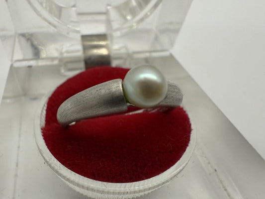 VINTAGE 925 SILBER RING MIT PERLE GR.56
