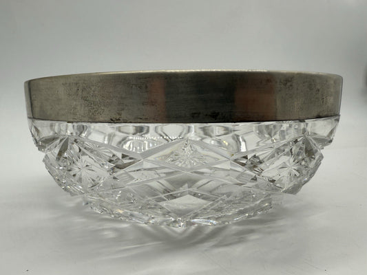 VINTAGE SCHALE KRISTALLGLAS MIT 800er SILBERRAND