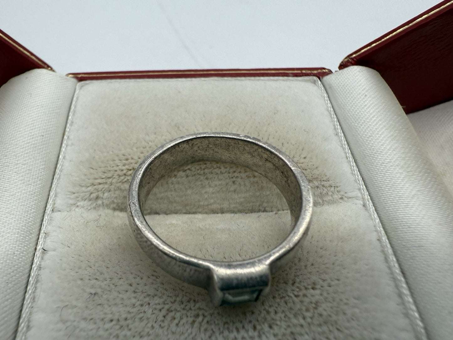 MASSIVER 925 STERLING SILBER RING HANDARBEIT MIT BLAUEM STEIN GRÖßE: 54