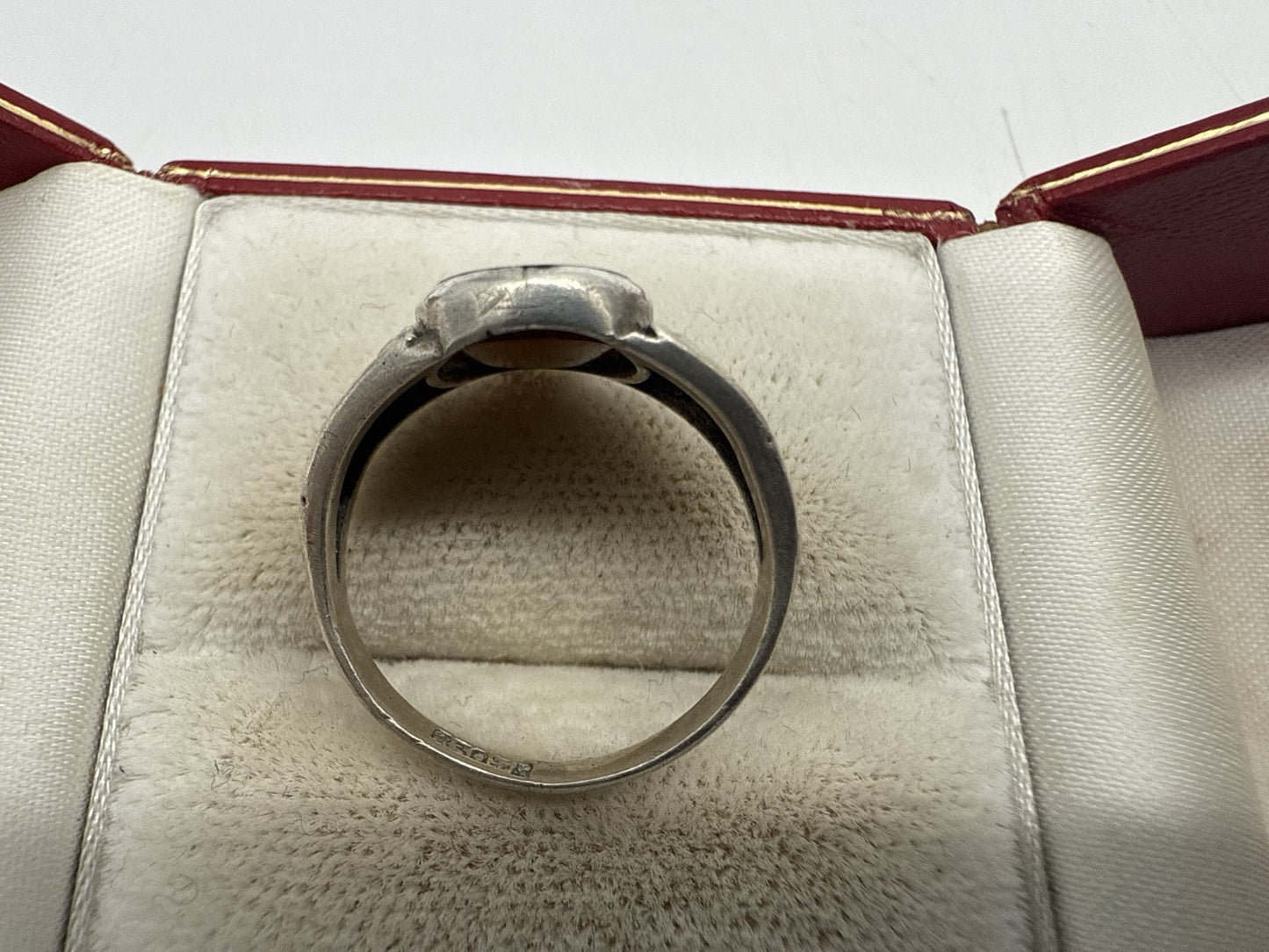 VINTAGE HANDGEFERTIGER STERLING SILBER 835 SCHWARZER ONYX RING GR.54