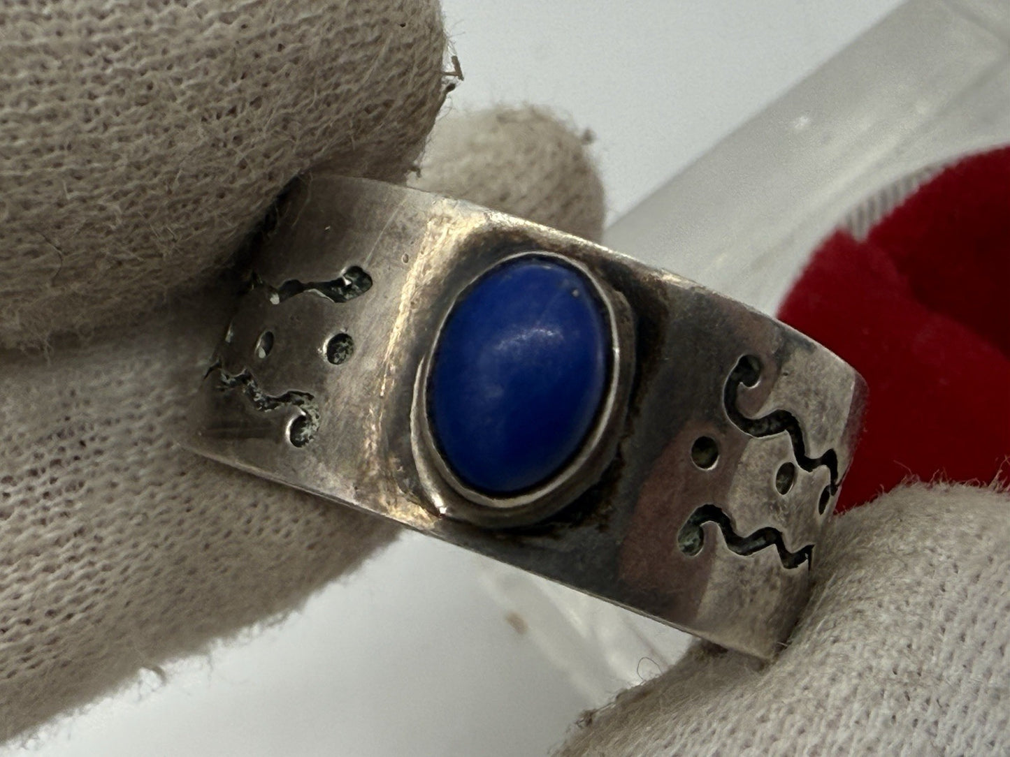 ATTRAKTIVER VINTAGE RING SILBER 925 MIT LAPISLAZULI GR.62