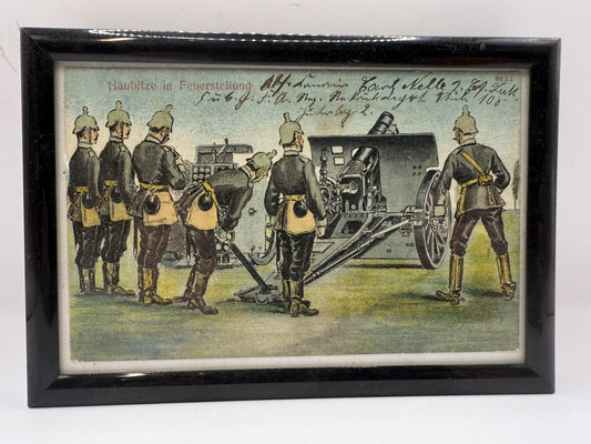 AK ANSICHTSKARTE HAUBITZE IN FEUERSTELLUNG IM BILDER RAHMEN, LITHOGRAPHIE