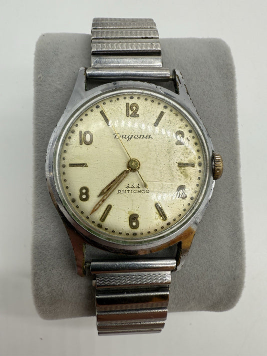 VINTAGE DUGENA 444  GERMANY HERREN UHR ARMBANDUHR 1950s HANDAUFZUG