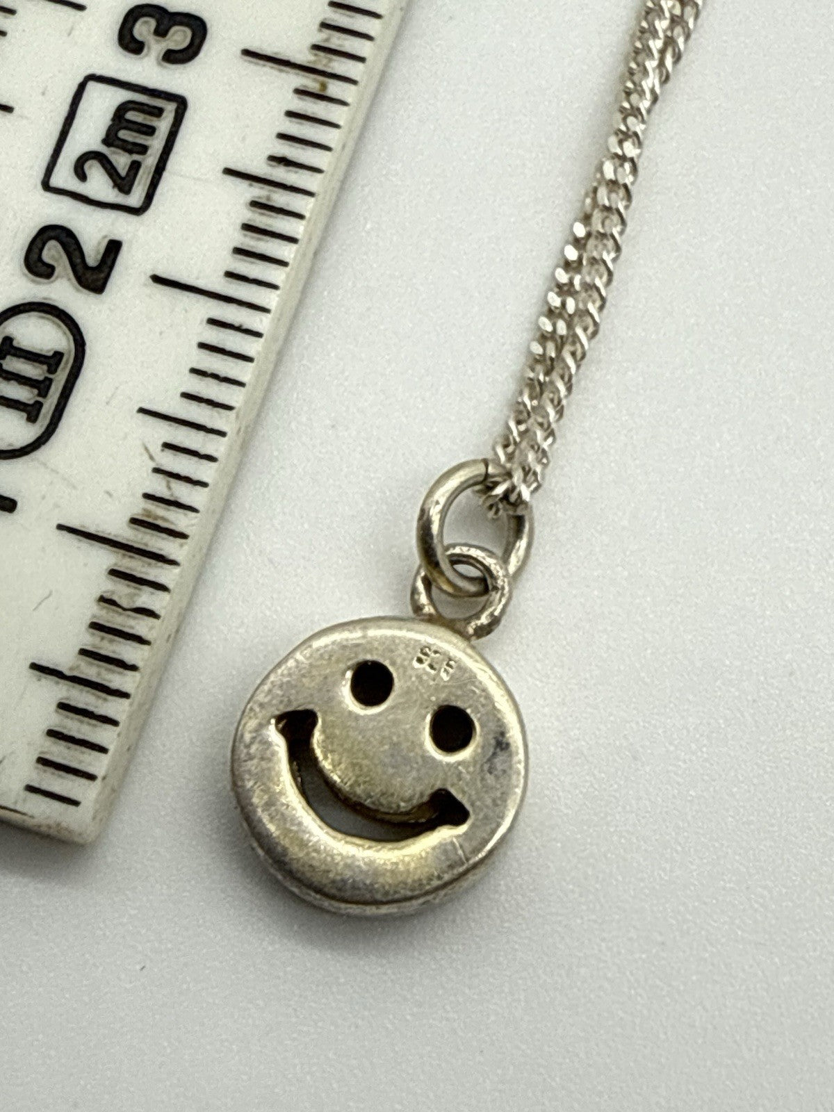 VINTAGE SMILEY ANHÄNGER 925 STERLING SILBER HALSKETTE