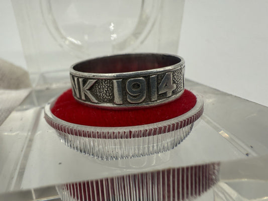 2RING 1.WELTKRIEG 1914 DEUTSCHLAND VATERLANDSDANK 900 SILBER PUNZE GR.63