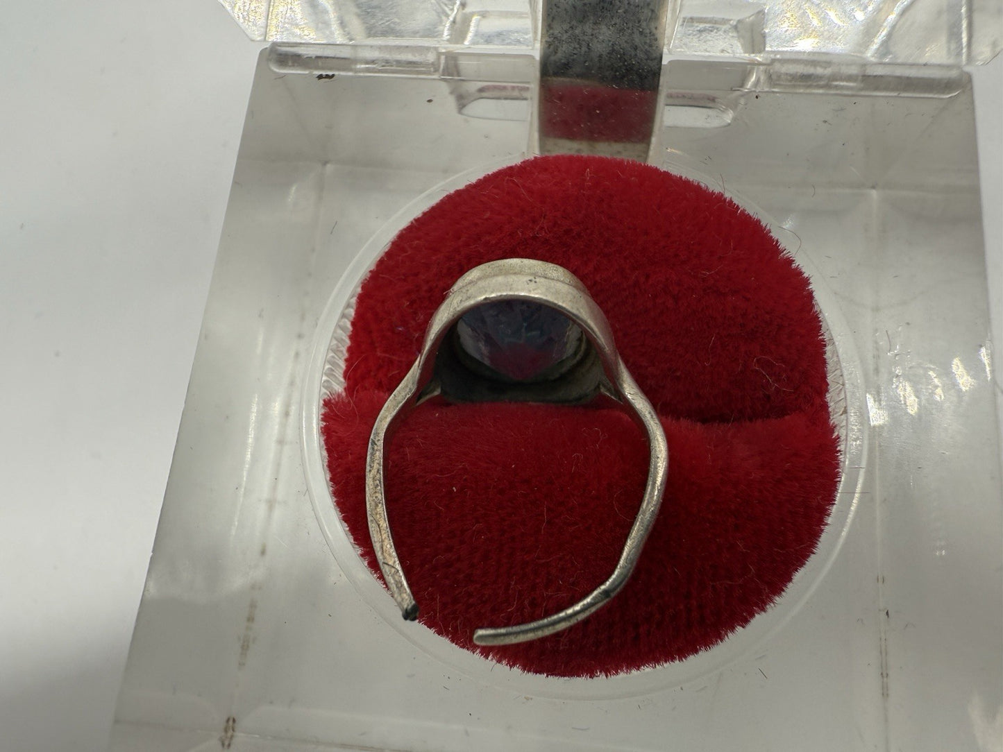 VINTAGE 835 SILBER RING MIT BLAUEN FARBSTEIN GR.45