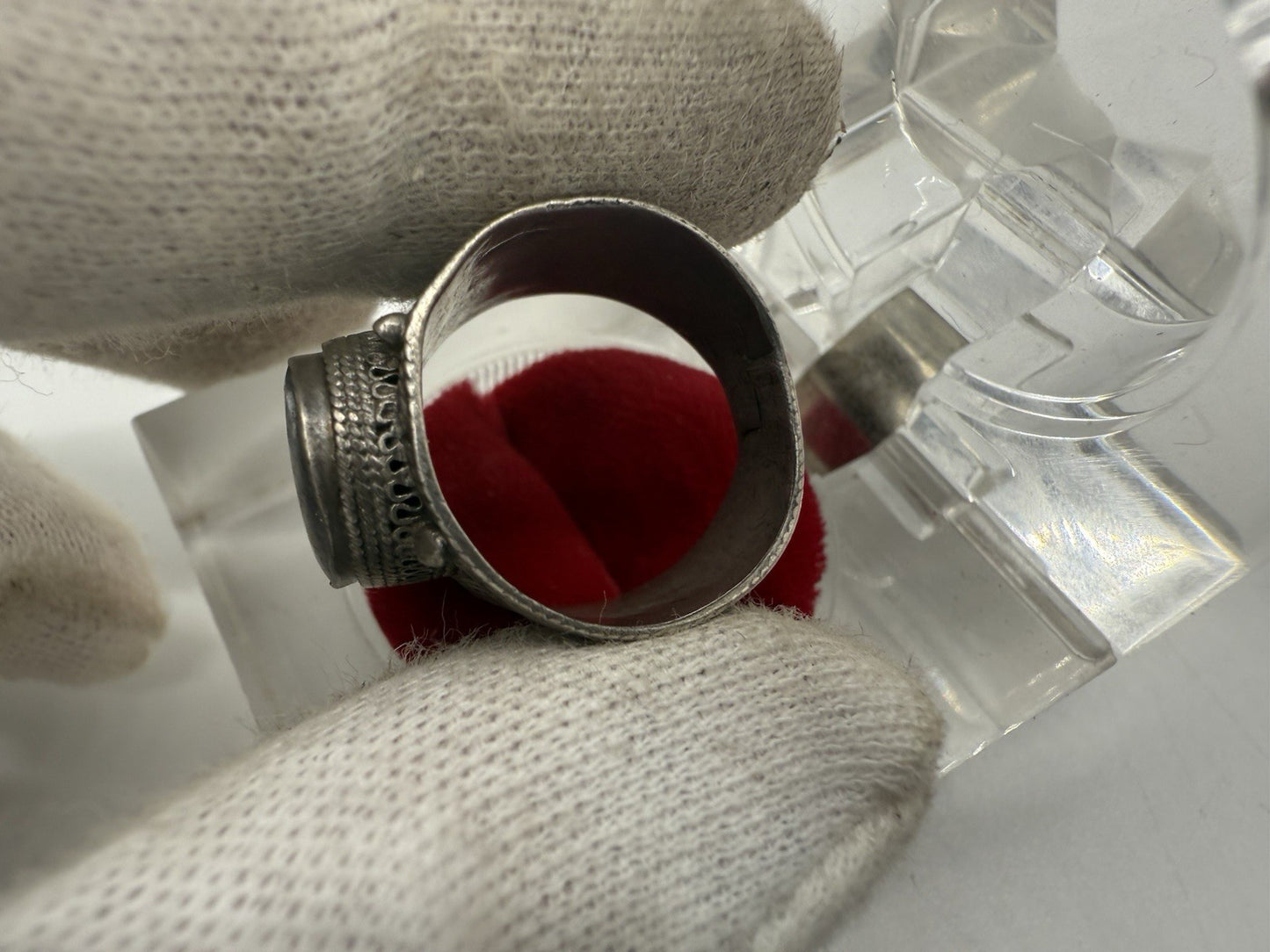 ANTIKER ORIENT AFGHANISCHER RING BLAUER KYANIT EDELSTEIN RING GR.57