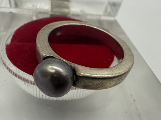 VINTAGE SILBER RING MIT PERLE GR.57
