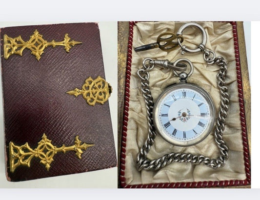 ANTIKE SCHLÜSSEL TASCHENUHR SILBER FRANKREICH MIT ZIERKASSETTE UM 1870