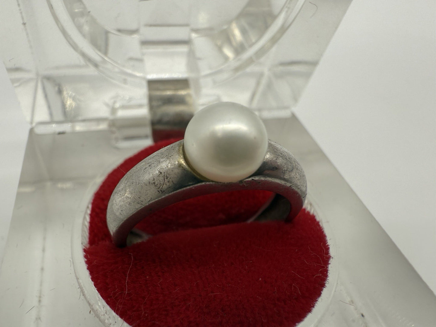 VINTAGE 925 STERLING SILBER RING MIT PERLE GR.57