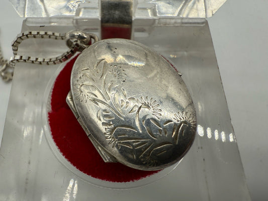 VINTAGE EXTRA GROßES FLORALES 925 STERLING SILBER MEDAILLON + 925S KETTE