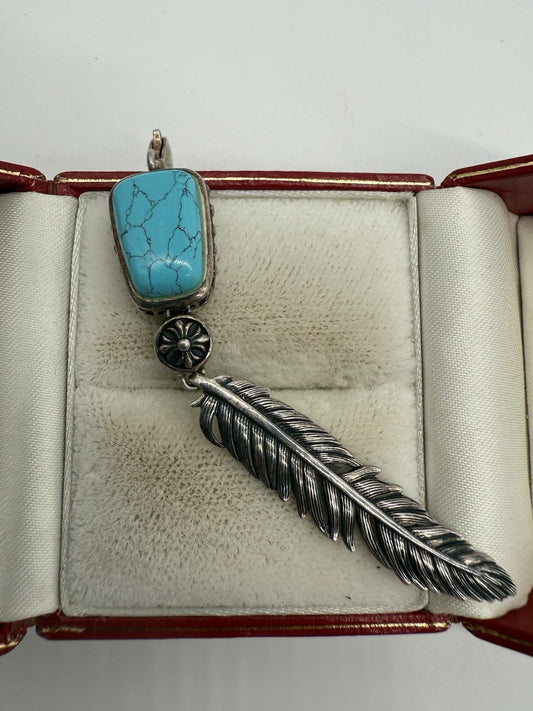 THOMAS SABO ANHÄNGER FEDERN TÜRKIS 925 STERLING SILBER