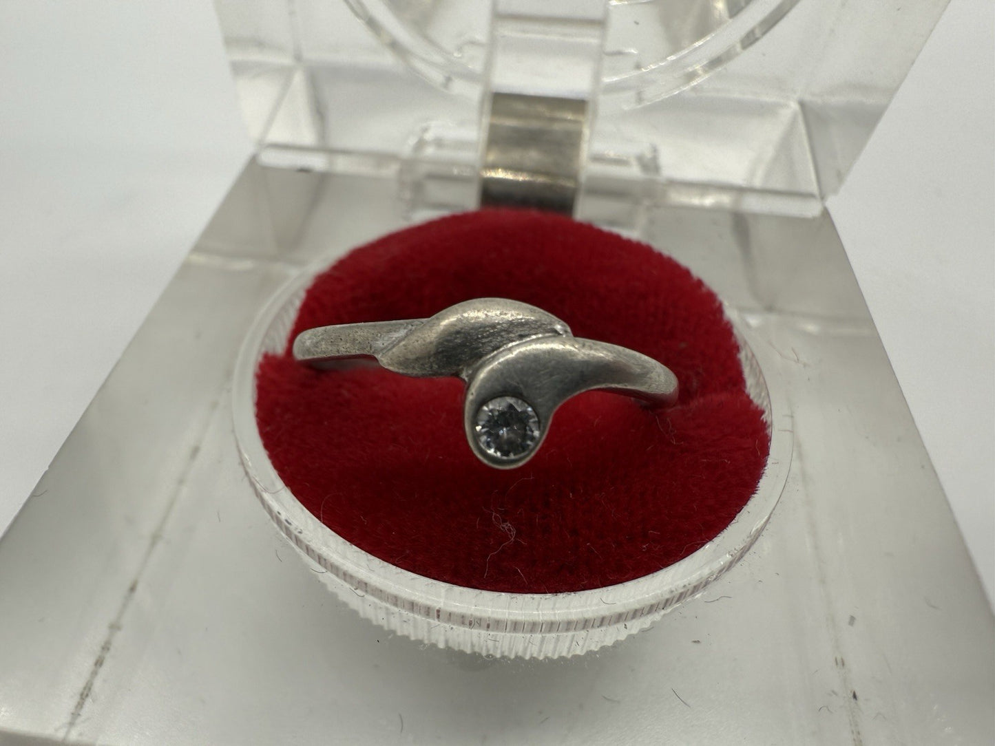 VINTAGE 925 STERLING SILBER RING MIT ZIRKONIA GR.56