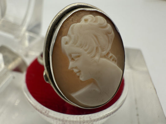 925 SILBERRING MIT ECHTER GEMME - KLASSISCHE DAMENBÜSTE, KAMEE GR.52
