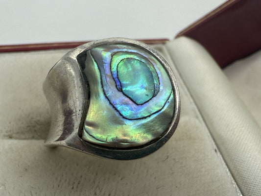 VINTAGE 925 STERLING SILBER RING MIT MUSCHEL PERLMUTT GR.56