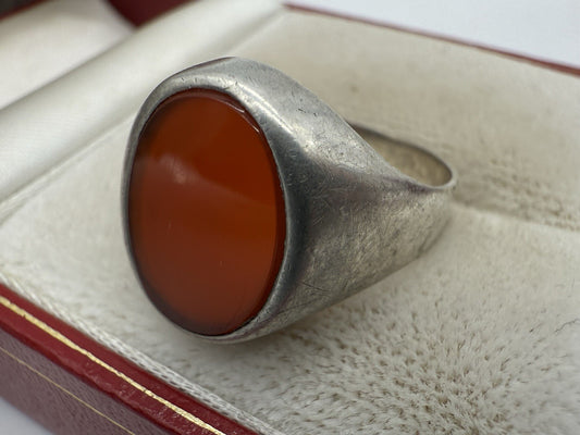 VINTAGE KARNEOL 800 SILBER STATEMENT RING GR.57