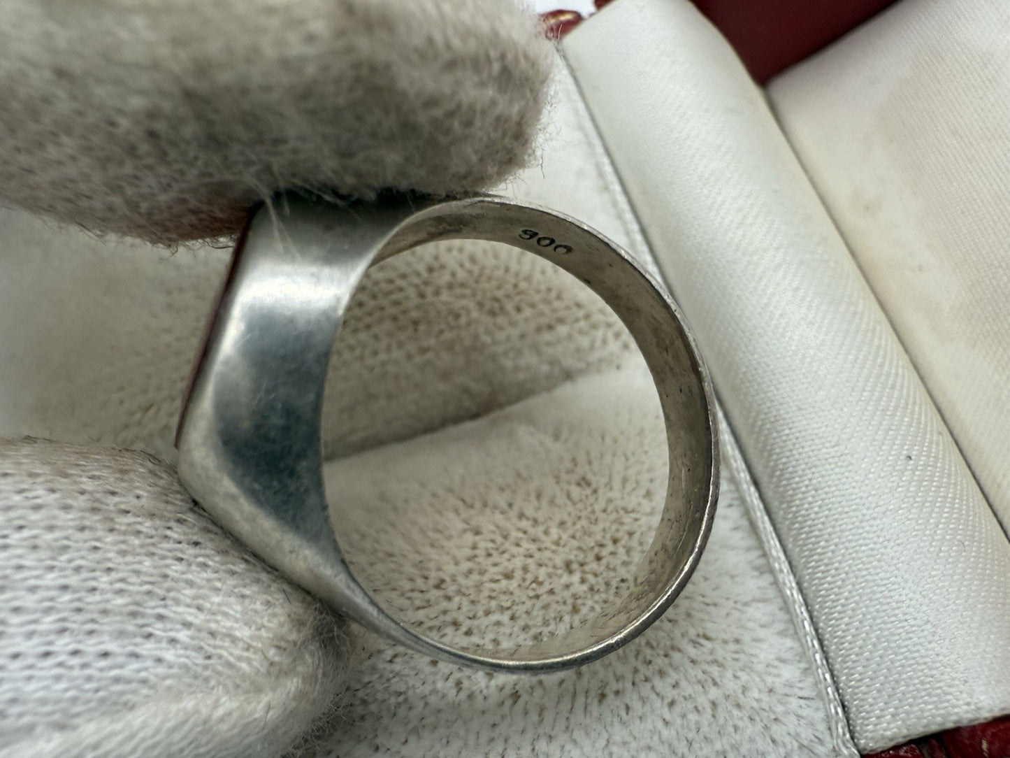 VINTAGE KARNEOL 800 SILBER STATEMENT RING GR.57