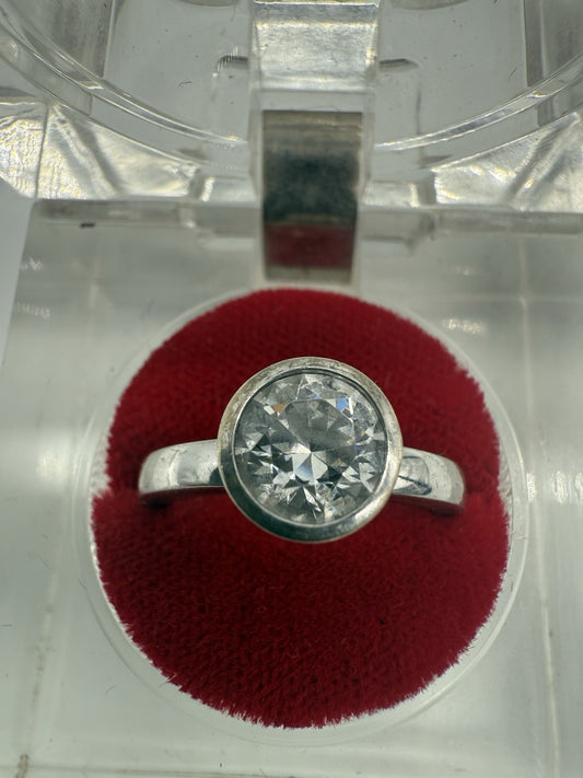 VINTAGE 925 SILBER RING VON TCHIBO MIT ZIRKONIA GR.58