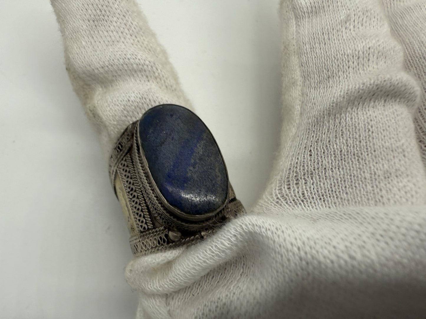ANTIKER ORIENT AFGHANISCHER RING BLAUER KYANIT EDELSTEIN RING GR.57
