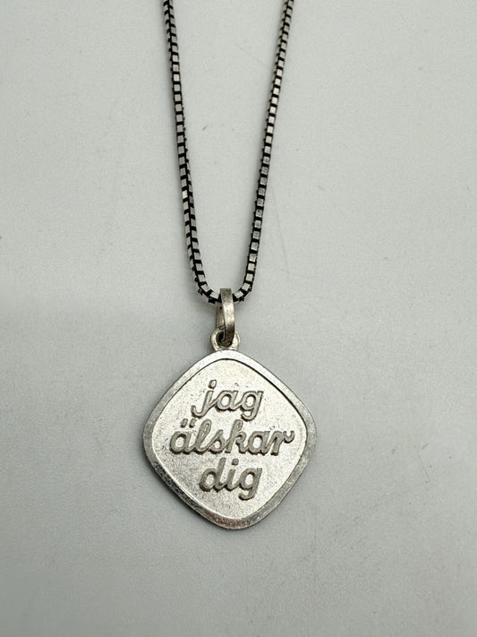 925 SILBER ANHÄNGER & KETTE JAG ALSKAR DIG - ICH LIEBE DICH - SCHWEDEN