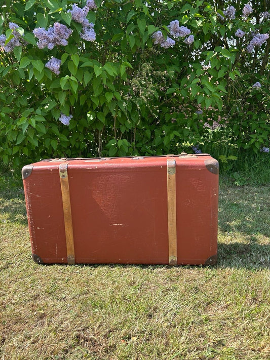 VINTAGE REISEKOFFER LEDERKOFFER 50er JAHRE HARDCASE TASCHE OLDTIMER