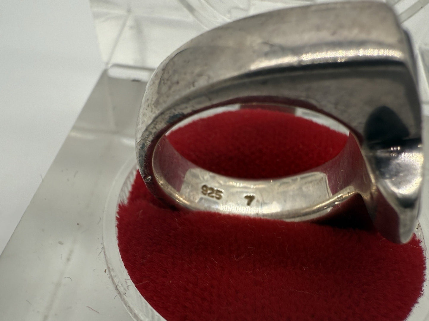 VINTAGE 925 SILBER RING ESPRIT MIT SCHWARZEM KREUZ GR.55