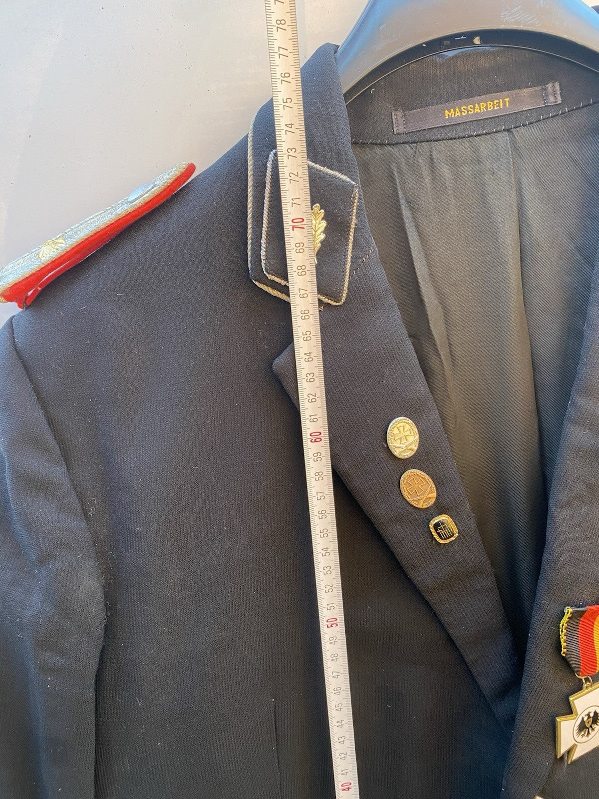 UNIFORM VINTAGE SCHÜTZENVEREIN KSK EYSTRUP JACKE MASSARBEIT MIT ORDEN GR.M