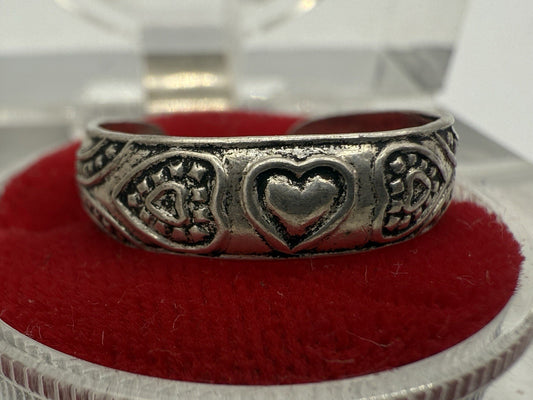 VINTAGE 925 STERLING SILBER RING KLASSISCHER HERZ ZEHENRING