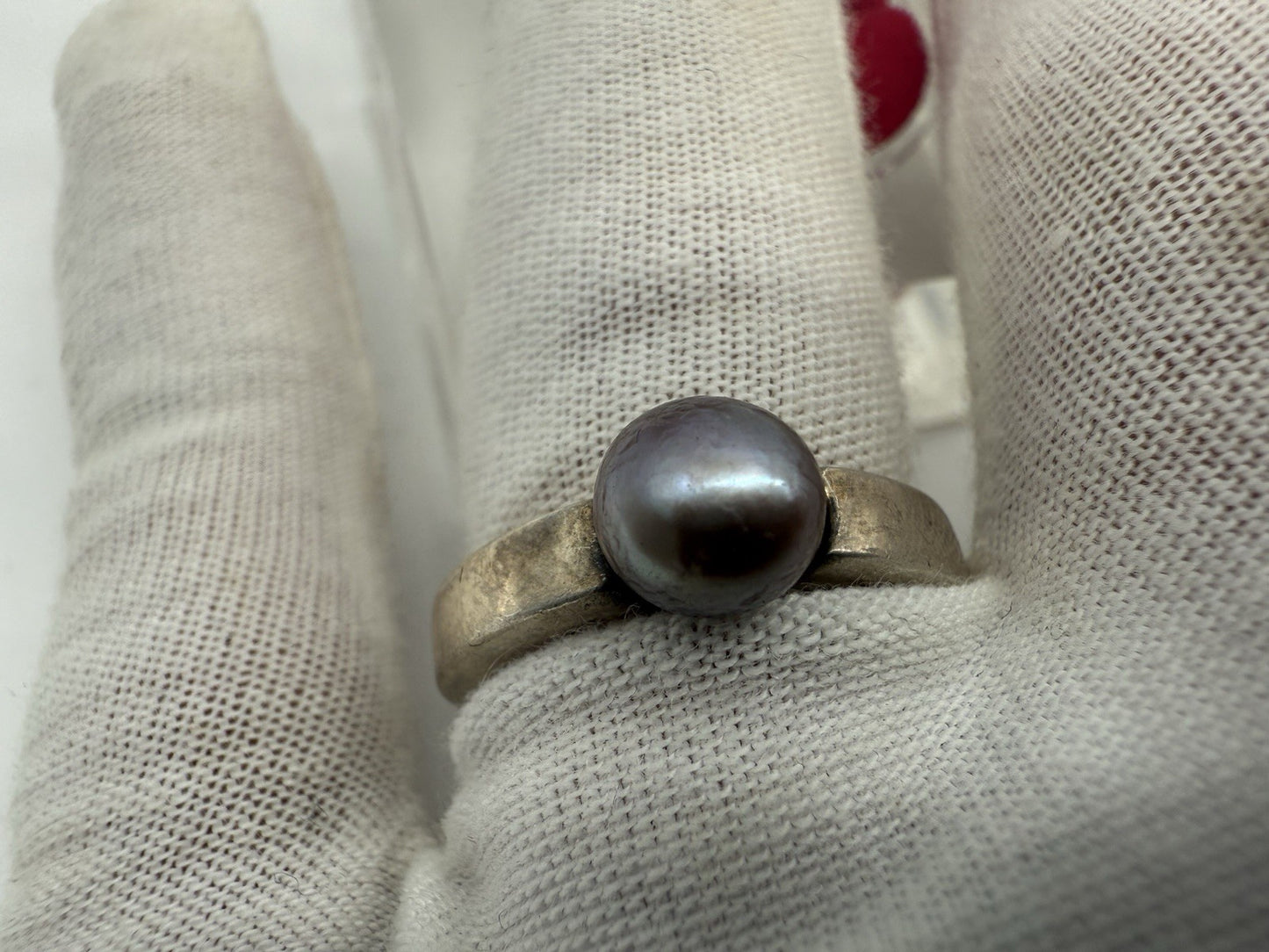 VINTAGE SILBER RING MIT PERLE GR.57