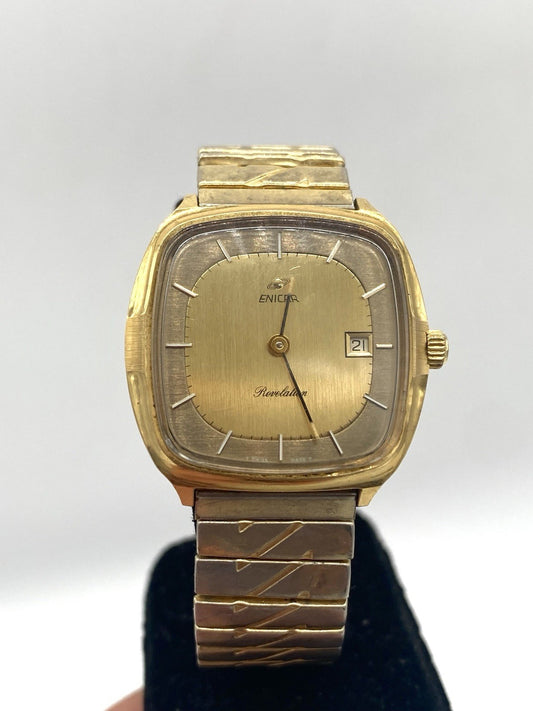VINTAGE ENICAR REVELATION AUTOMATIK DAMENUHR MIT DATUM LÄUFT
