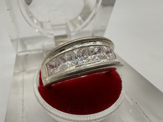 VINTAGE 925 STERLING SILBER RING MIT 6 ZIRKONIA STEINE GR.62
