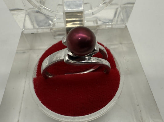VINTAGE KIRSCH PERLENRING, 925 SILBER HONOURA PERLE, JUNI GEBURTSSTEIN GR60