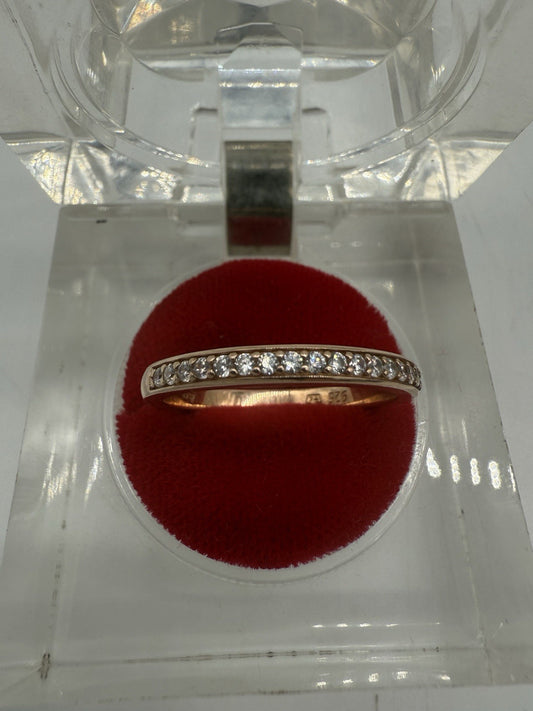 RING MIT ZIRKONIA, 925 SILBER RING ROTVERGOLDET GR.62