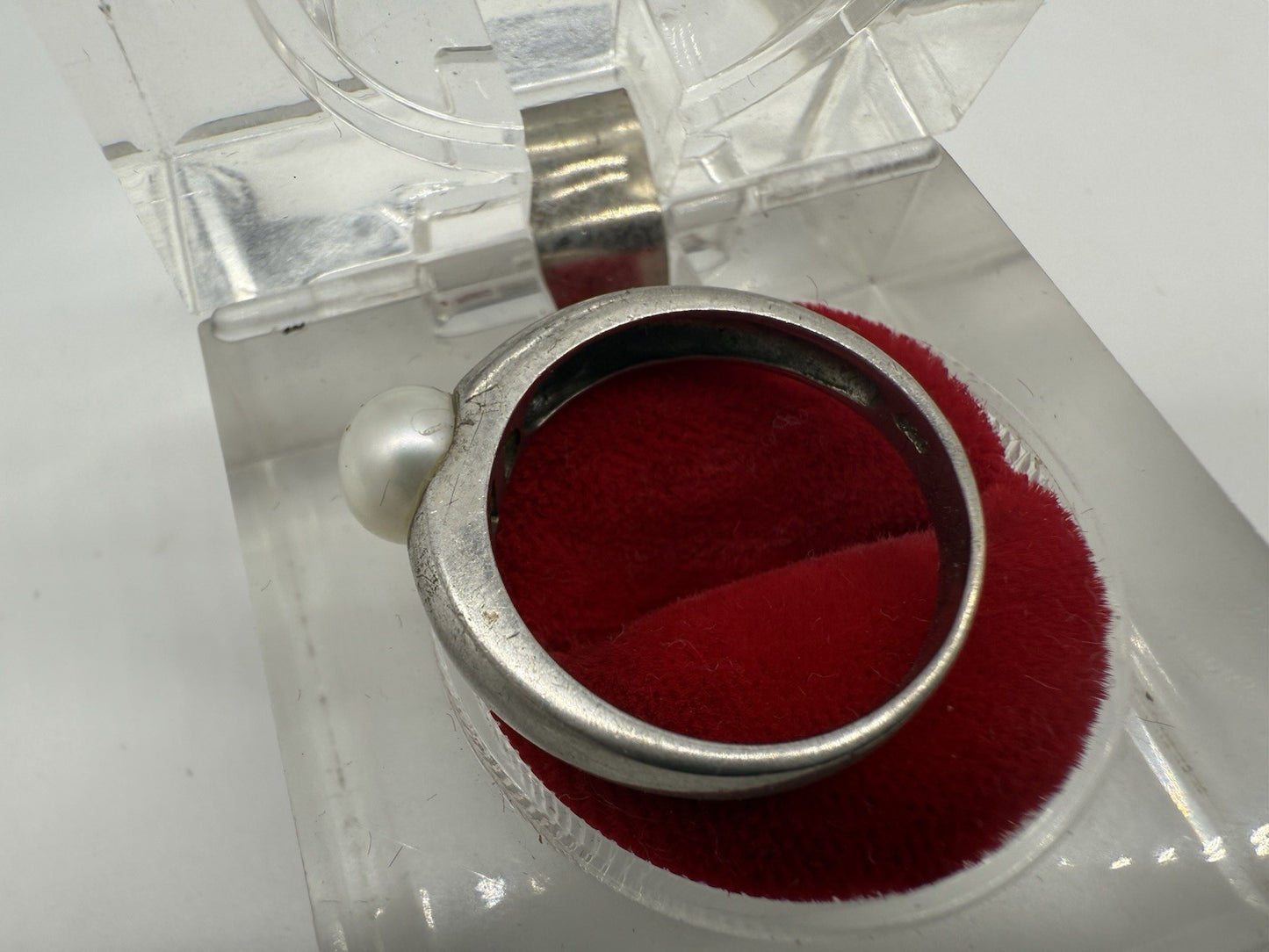 VINTAGE 925 STERLING SILBER RING MIT PERLE GR.57