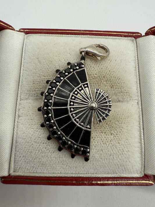 THOMAS SABO FÄCHER-ANHÄNGER MIT SCHWARZER EMAILLE  925 STERLING SILBER