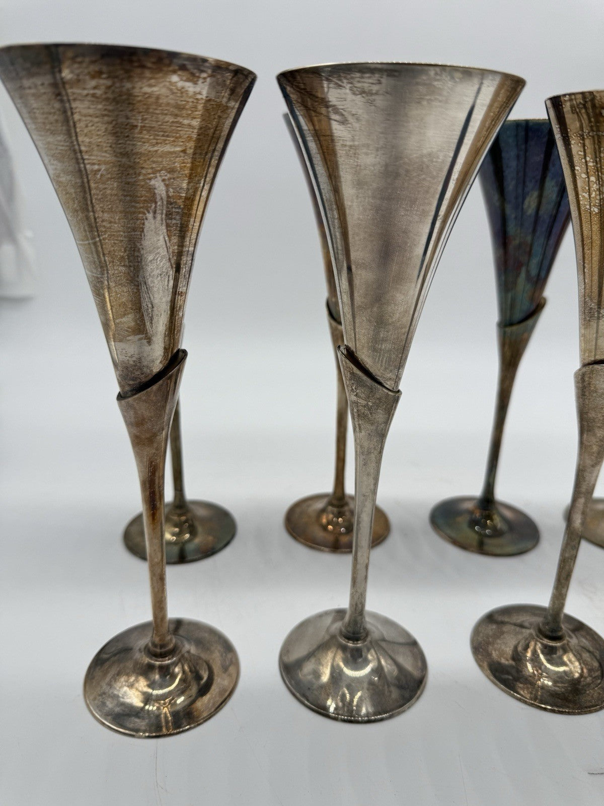 VINTAGE VERSILBERTE EDLE VINTAGE SEKTFLÖTE CHAMPAGNERGLÄSER