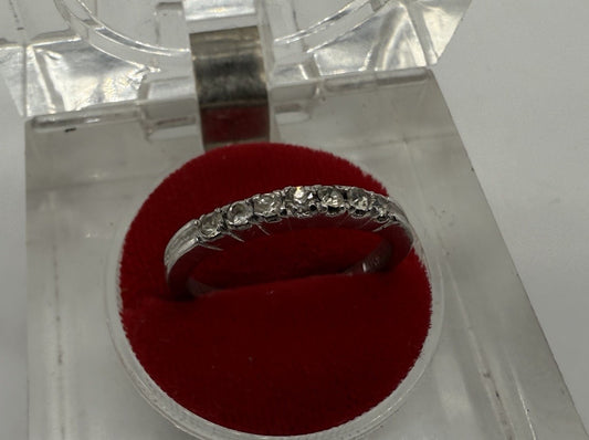 VINTAGE 835 SILBER RING MODERNIST CZ ZIRKONIA GR.57