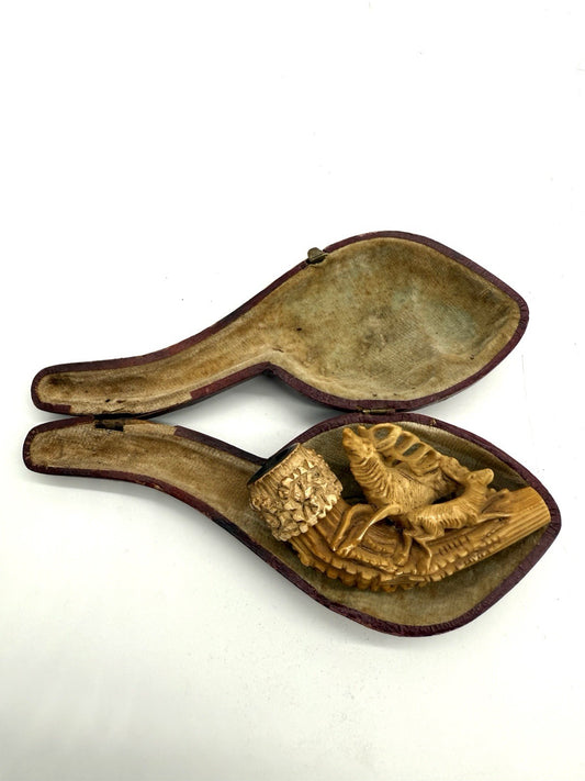 ZWEI HIRSCH MEERSCHAUM PFEIFE SAMMLERSTÜCK TABAK PFEFIE
