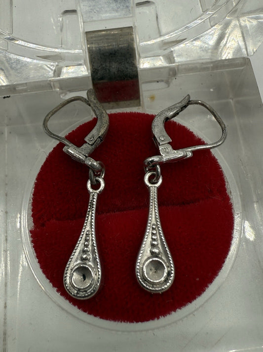 JUGENDSTIL 835 SILBER HÄNGE OHRRINGE TROPFENFORM