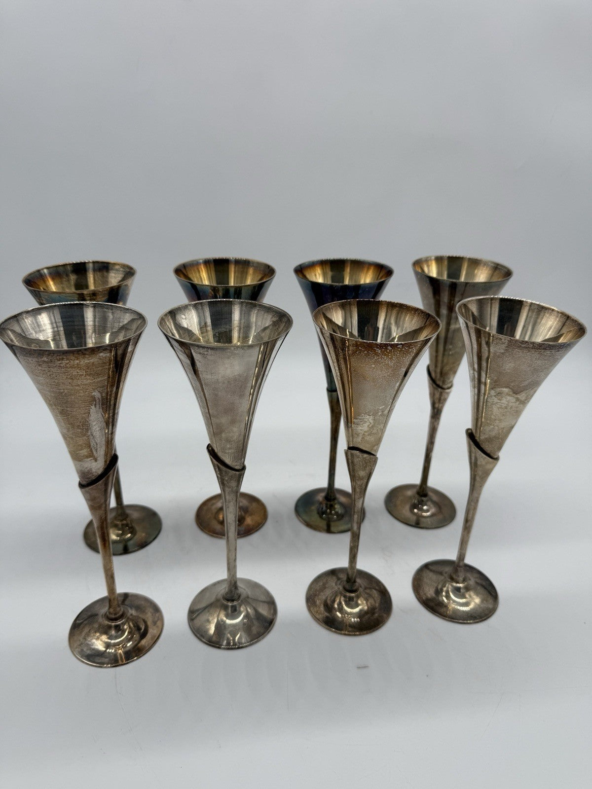 VINTAGE VERSILBERTE EDLE VINTAGE SEKTFLÖTE CHAMPAGNERGLÄSER