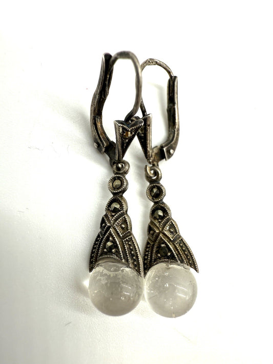 VINTAGE SKANDINAVIEN KARL LAINE 835 SILBER OHRRINGE BERGKRISTALL