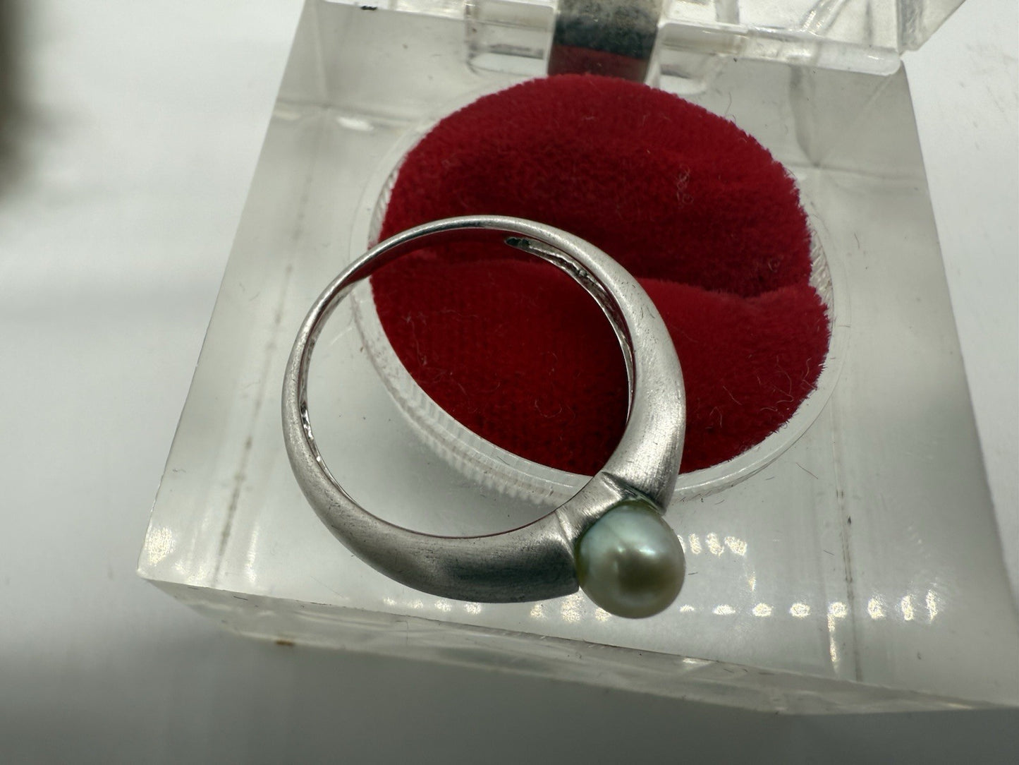 VINTAGE 925 SILBER RING MIT PERLE GR.56