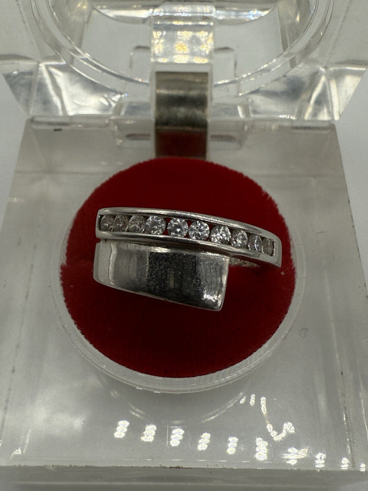 VINTAGE DAMEN RING IN 925 SILBER MIT ZIRKONIA IM WICKELDESIGN GR.53